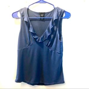 Gap Slate Blue Ruffle Tank Top